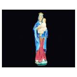 Chalkware Madonna and Child Statue 12.5in