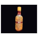 Carved Wood Folk Art Flask Glass Liner c1950