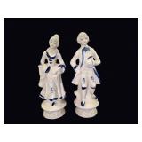 Blue White Porcelain Colonial Couple Figurines