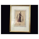 Victorian French Fashion Lithograph Framed