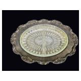 Silverplate Oval Tray Divided Glass Insert