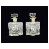 Victorian Etched Glass Rye Scotch Decanters