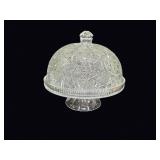 Pressed Glass Cake Stand Dome Mid 20th C