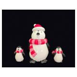 Sleddin Hill 2007 Ceramic Cookie Jar Shaker Set