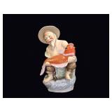 Chinese Shiwan Porcelain Fisherman with Koi 12"