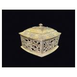 Silverplate Pierced Trinket Box Cobalt Liner