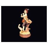 Capodimonte Style Boy Flute Goose Figurine
