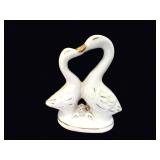 Chinese Porcelain Double Swan Figurine Gilt