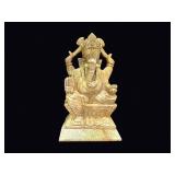 Carved Soapstone Seated Ganesha Statue 9in