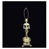 Cherub Spelter Crystal Prism Lamp Mid 20th C