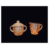 Pink Depression Glass Sugar and Creamer 1930s
