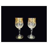 Cristallerie Italiane Gilt Crystal Goblets Pair