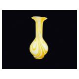 MCM Murano Style Cased Glass Pulled Feather Vase