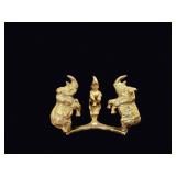 Gilt Metal Three Elephant Tripod Stand c1900