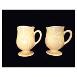 Cream Ceramic Tulip Pedestal Mugs Pair