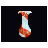 Murano Style Art Glass Ruffled Bud Vase 9in