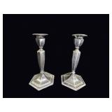 Silver Candlesticks Hexagonal Base Pair