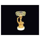 Italian Gilt Spelter Cherub Koi Marble Ashtray