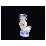 Porcelain Swan Bud Vase Applied Roses c1950