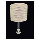 Crystal Column Table Lamp Pleated Drum Shade