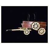 Folk Art Wood Buckboard Wagon Signed 20th C