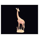 African Carved Wood Giraffe & Calf 18in