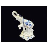 Blue Onion Style Porcelain Elephant Figurine