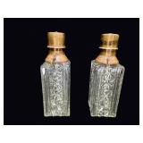 Pressed Glass Atomizers Copper Tops Pair
