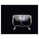 Silver Plate Footed Bowl on Paw Foot Stand