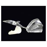 Nybro Sweden Crystal Dolphin Sculptures Lot 2