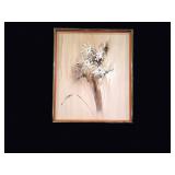Signed Thistle Floral Oil Painting Framed