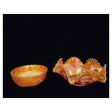 Marigold Carnival Glass Bowls Hobstar c1920