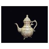 Moroccan Silver Plate Repouss© Footed Teapot