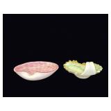 Murano Style Cased Glass Shell Bowls Pair