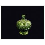 LE Smith Moon and Stars Green Glass Compote
