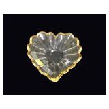 Heart Form Glass Dish Gilt Rim Mid 20th C