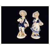 Cobalt Blue White Porcelain Courting Pair