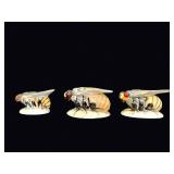 Hand Painted Porcelain Bee Figurines Lot 3