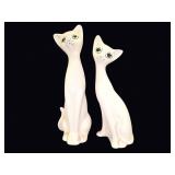 MCM Studio Pottery Cat Figurines Pair Signed