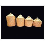 Ceramic Basketweave Canisters Set of 4 Late 20C