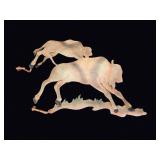Painted Sheet Metal Bison Wall Art Pair