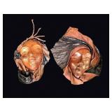 Caracas Tooled Leather Masks Pair Mid 20th C