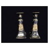 JT Limoges Style Porcelain Candlesticks Pair