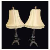 Bronze Finish Pedestal Table Lamps Pair