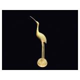 Brass Crane Figurine Mid-Late 20th C 18in