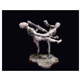Bronze Muay Thai Fighters Sculpture L20thC