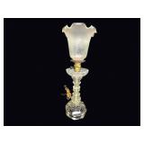 Pressed Glass Lamp Frosted Tulip Shade c1950