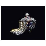 Amethyst Carnival Glass Hobnail Slipper Box