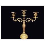 Mid-20th C Brass Three-Light Candelabra