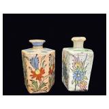 Qajar Pottery Bottle Vases Pair 19th C Persian
